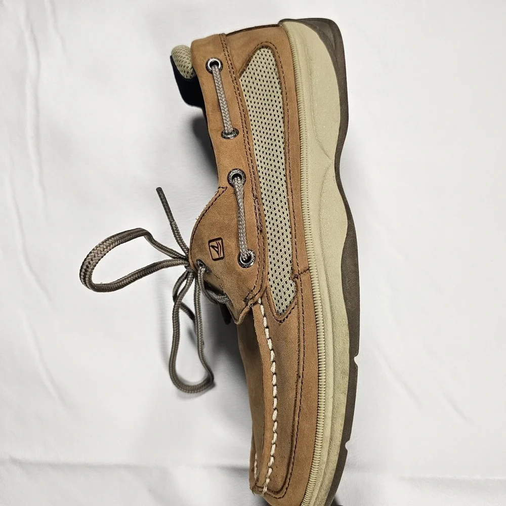 Sperry Top Sider Womens 6.5 Tan Leather Mesh Boat Shoes Casual‎